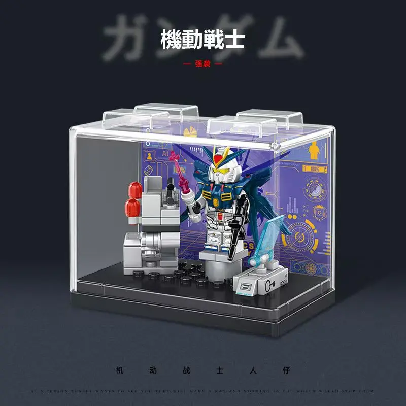 Gioco di animazione Giocattoli periferici Blocchi di costruzione Giocattolo di assemblaggio Zaku RX-78 Mini Anime Action Figure con regali di visualizzazione della collezione