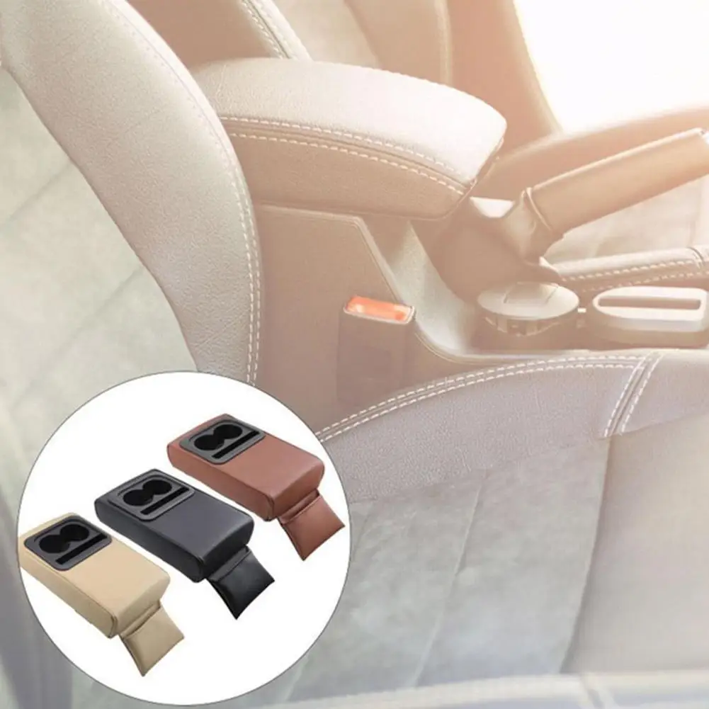 Auto Center Console Armrest Pillow Car Armrest Cover Cushion With Cup Anti-fatigue Car Armrest Cushion Box Arm Rest Storager Box