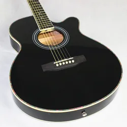 Guitar Acoustic Electric Black 6 Steel-Strings Balladry Folk Pop Thin Body Flattop 40 Inch Guitarra Highgloss Cutaway Electro