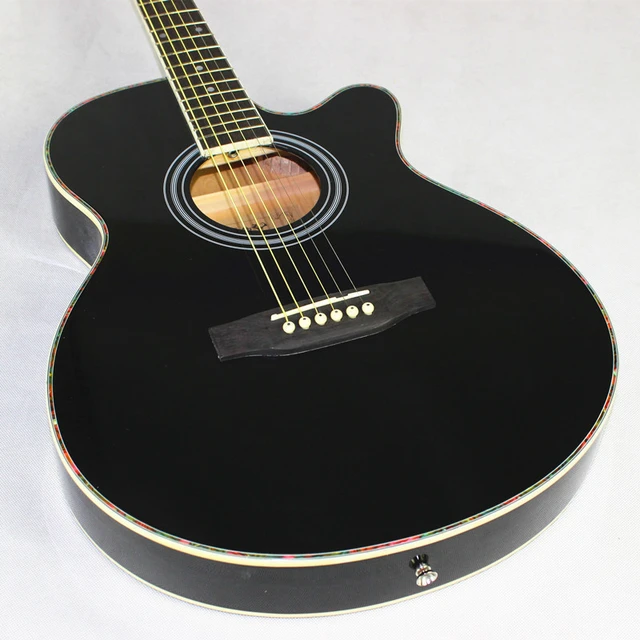 Guitar Acoustic Electric Black 6 Steel-Strings Balladry Folk Pop Thin Body  Flattop 40 Inch Guitarra Highgloss Cutaway Electro - AliExpress