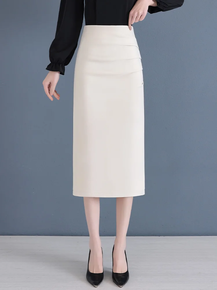 

High Waist Slimming Mid-Length A-Line Skirt for Women Spring Autumn New Style Professional Personality Zipper Closure Skirt
