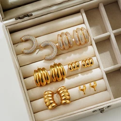 Italy Designer No Tarnish Sparkle Rhinestone Huggie Hoop Earrings Wide CC Glossy Earclips Ear Cuff Vintage Aesthetic Jewelry New