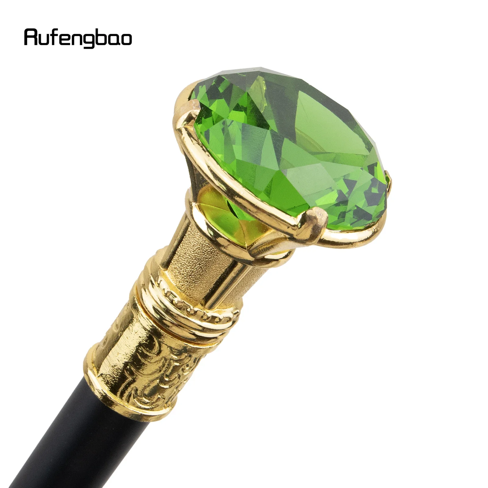 Green Diamond Type Golden Single Joint Walking Stick Decorative Cospaly Party Fashionable Walking Cane Halloween Crosier 93cm