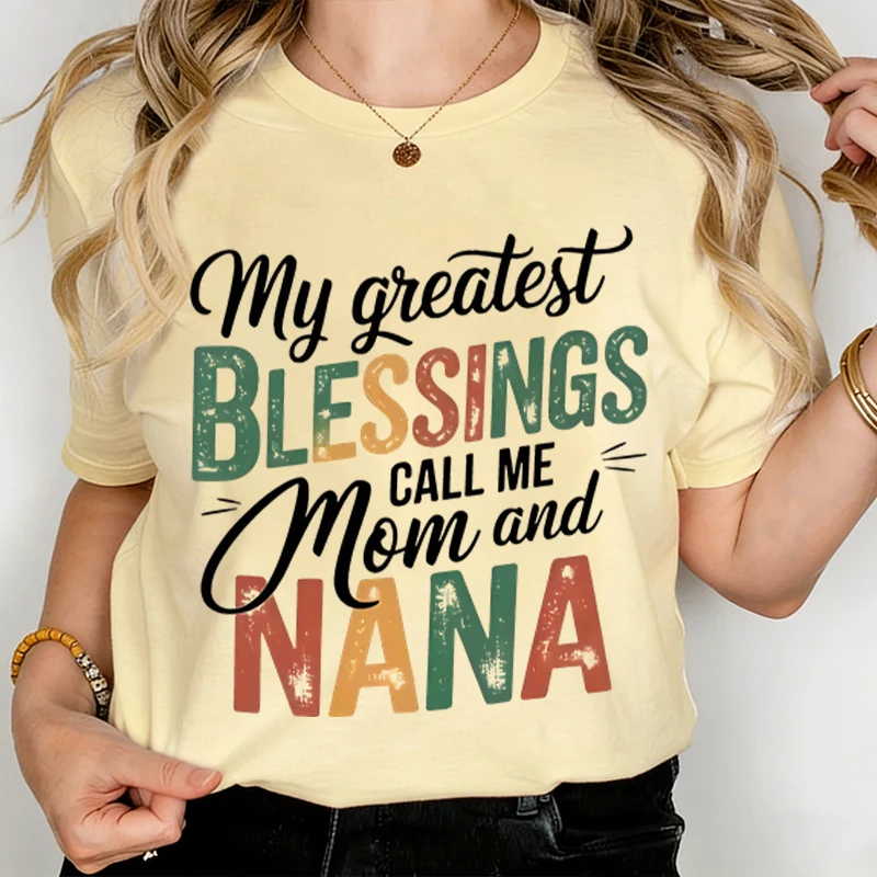 

My Gieatest Blessings Mom Print T Shirts Happy Mother's Day Casual Tee Mom Life Shirt Gift for Mama Presents Women's T-shirts