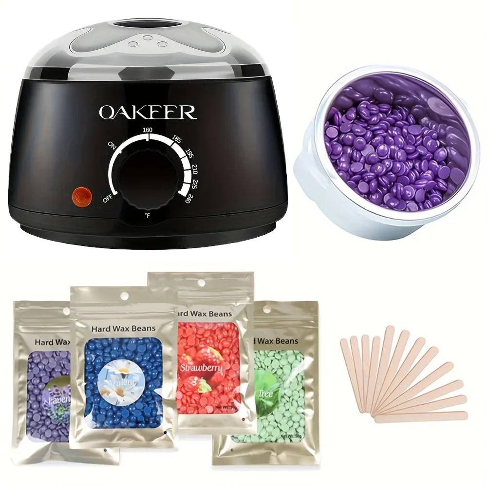 

[EU Plug] 200ml Black Wax Melting Machine + 200g Wax Beans Set, Wax Heating, Wax Hair Removal And Wax Therapy Machine