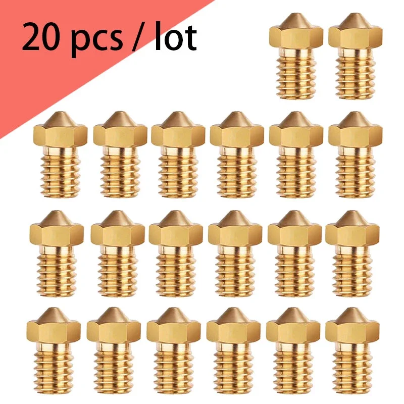 20 Chiếc 3D Máy In V5 V6 M6 Ren Vòi Phun 0.2 0.25 0.3Mm 0.35 0.4Mm 0.5 0.6 0.8 1.0 một Phần Đồng 1.75Mm Dây Tóc