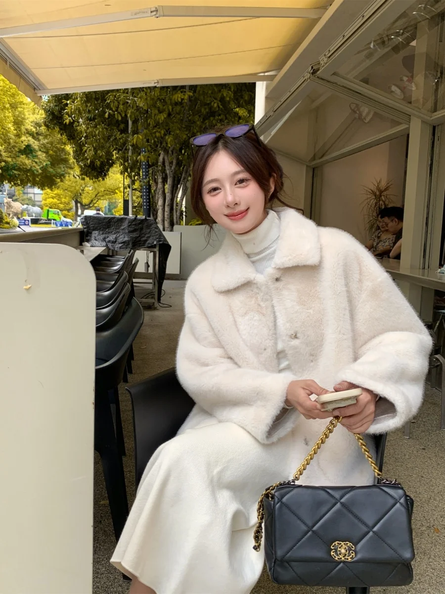 Cappuccio in pelliccia sintetica Cappotti da donna a pois al ginocchio da sera Giovane giunzione Moda Bottoni accoglienti Flowy Allentato Multi lungo Casual