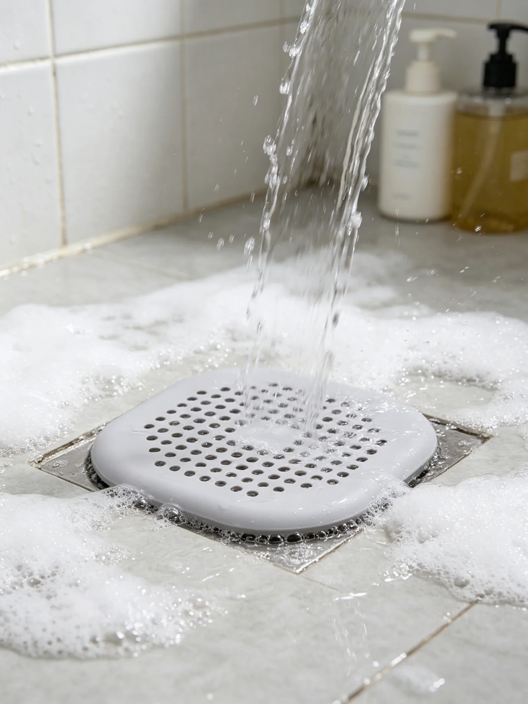 1pc Suction Cup Silicone Sink Drain Filter Screen Triangle Perforated Food Residue Catcher Anti-Clog Kitchen Sink Strainer Portable Wash Basin Hair Debris Separator Household Cleaning Tool