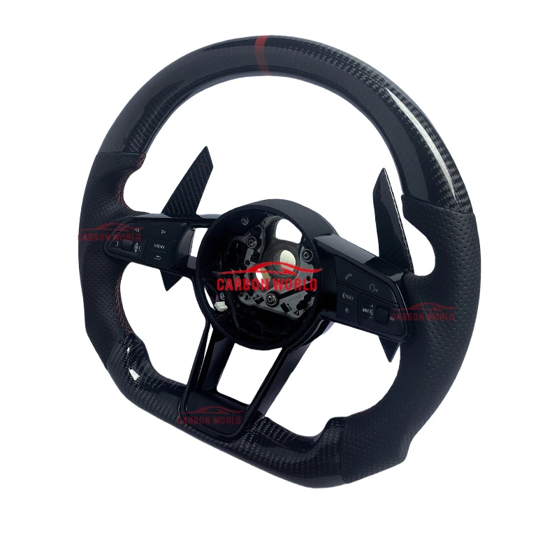 

For Audi R8 TT Carbon Fiber Steering Wheel for A3 A4 A5 A6 A7 A8 Q3 Q5 Q7 Q8 S3 S4 S5 RS4 RS5 S7 RS7 Sports Style Steering Wheel