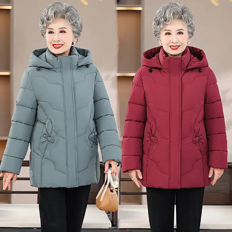 

Зимняя хлопковая стеганая куртка с капюшоном, однотонные флисовые толстые парки, теплое пальто для среднего возраста и бабушки, зимнее пальто