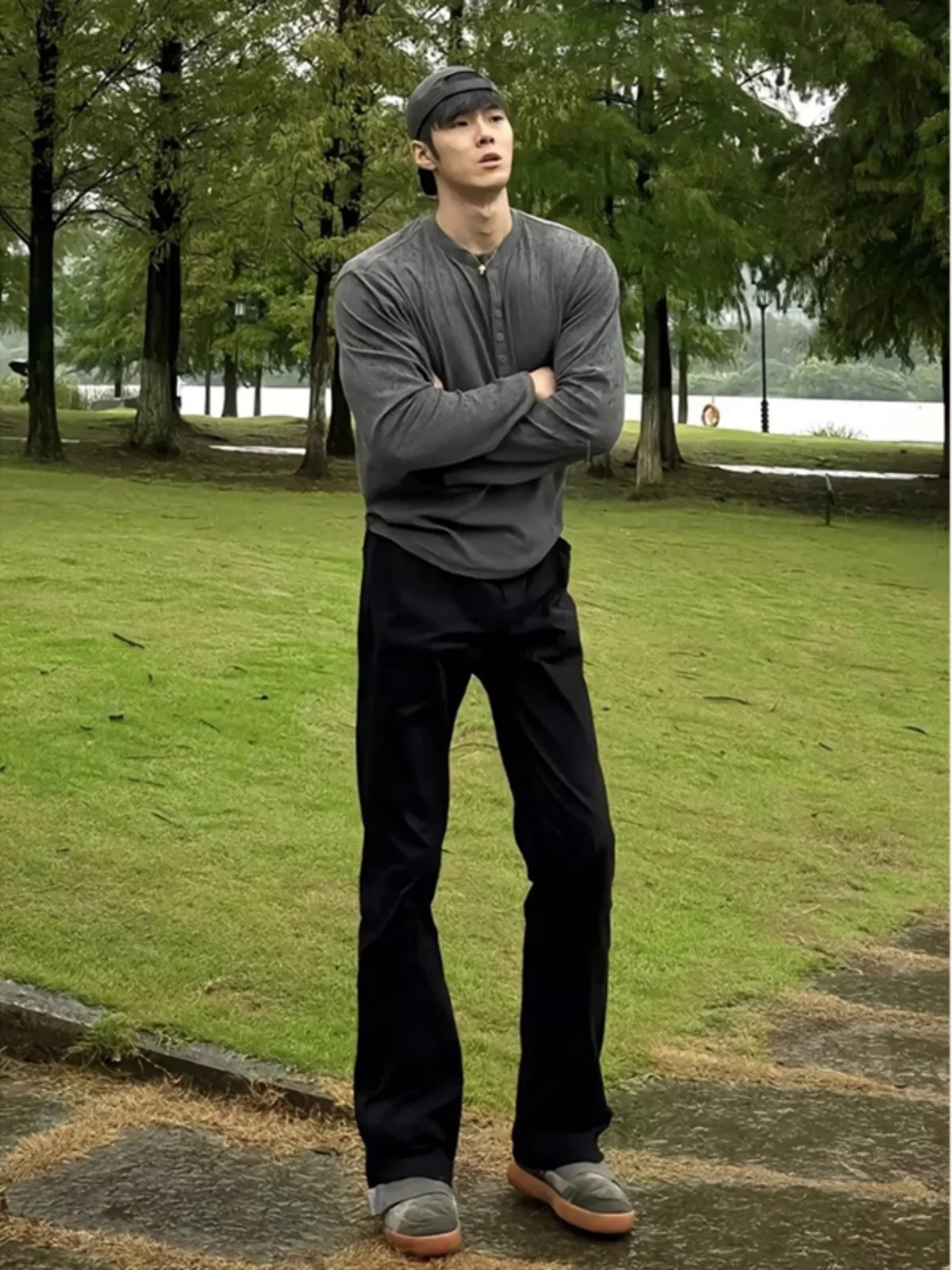 

Black Bell Bottom Jeans Men's Spring Autumn Slim Straight Leg Long Pants American High Street Vibe Boys Jeans Straight Cut