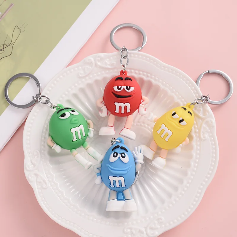 Cute M Bean Cartoon Keychain para crianças, chaveiro estilo quente, surpresa de aniversário presente acessórios, novo rosto, celebridade Web