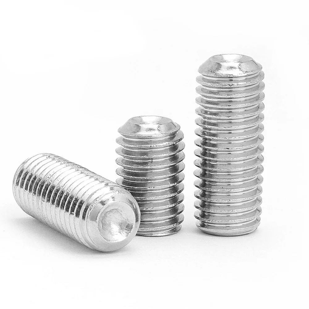 10Pcs Headless Hexagon Socket Grub Screw DIN916 Hex Socket Set Screw Cup Point Stainless Steel M2 M3 M4 M5 M6 M8 M10