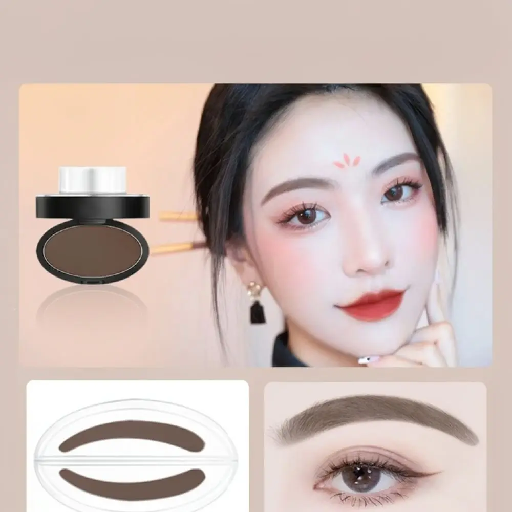 Natural Eyebrow Stamp Powder Kit Waterproof Sweatproof Long Lasting Brow Enhancer Easy Makeup Tool For Perfect Shape