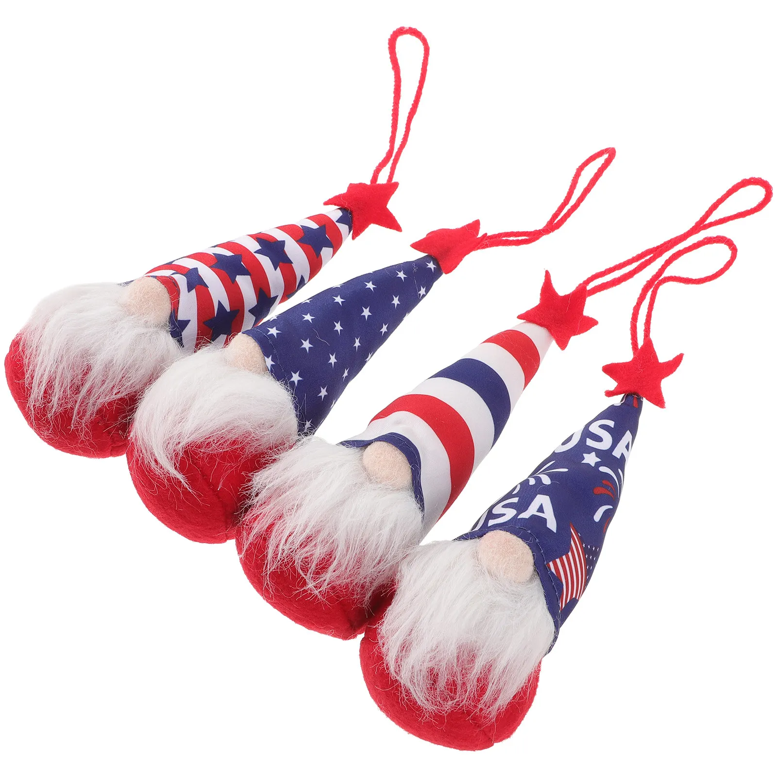 4pcs Mini Gnome Pendants, Patriotic Independence Day Hanging Decor for Tree, Home, Office, 4th of July