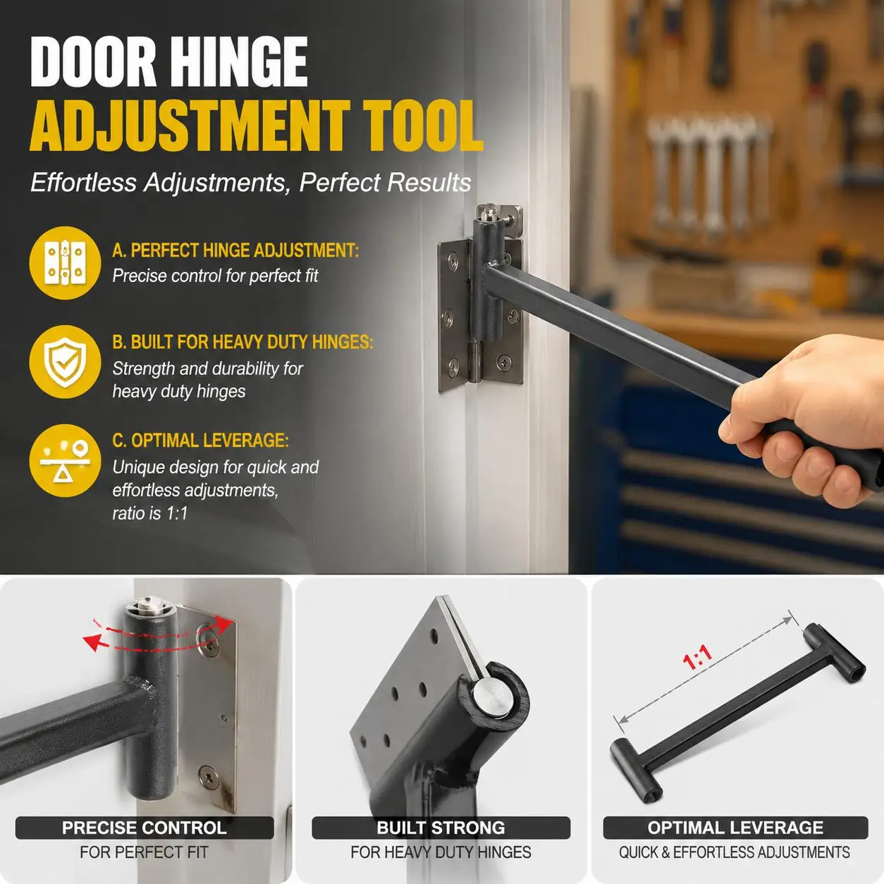 Heavy Duty Door Hinge Adjustment Tool 134 180 Gauge for Commercial Fire Security Cleanroom Doors High Carbon Steel Alignment Spanner and Gap Wrench for Door Gap Adjustment and Hinge Repair Hardware Tools for Home Improvement and Construction