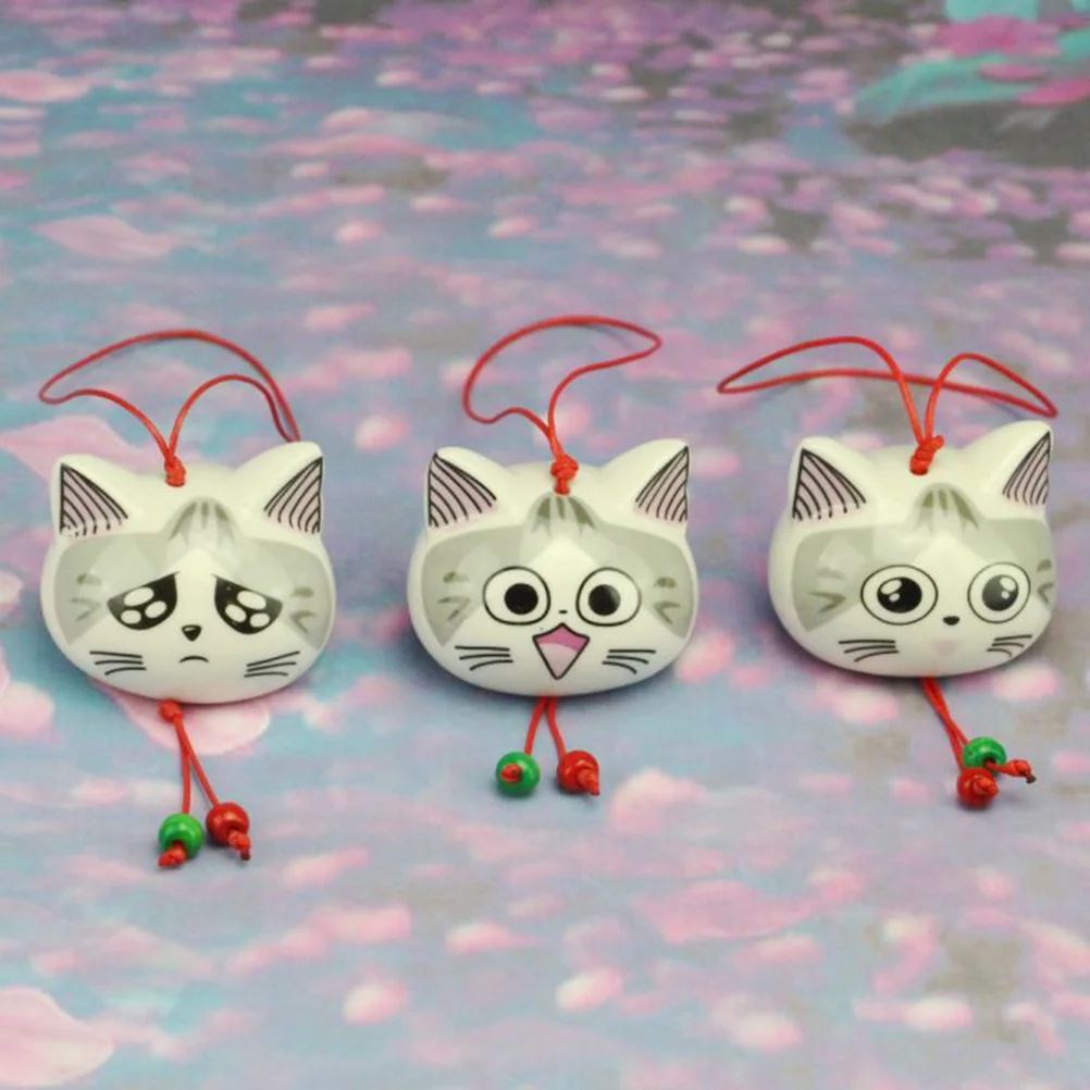 

Cartoon Ceramic Wind Chimes Cat Hanging Bell Outdoor Indoor Door Animal Ornaments Gift Craft for Home Car (Mixed Expression)