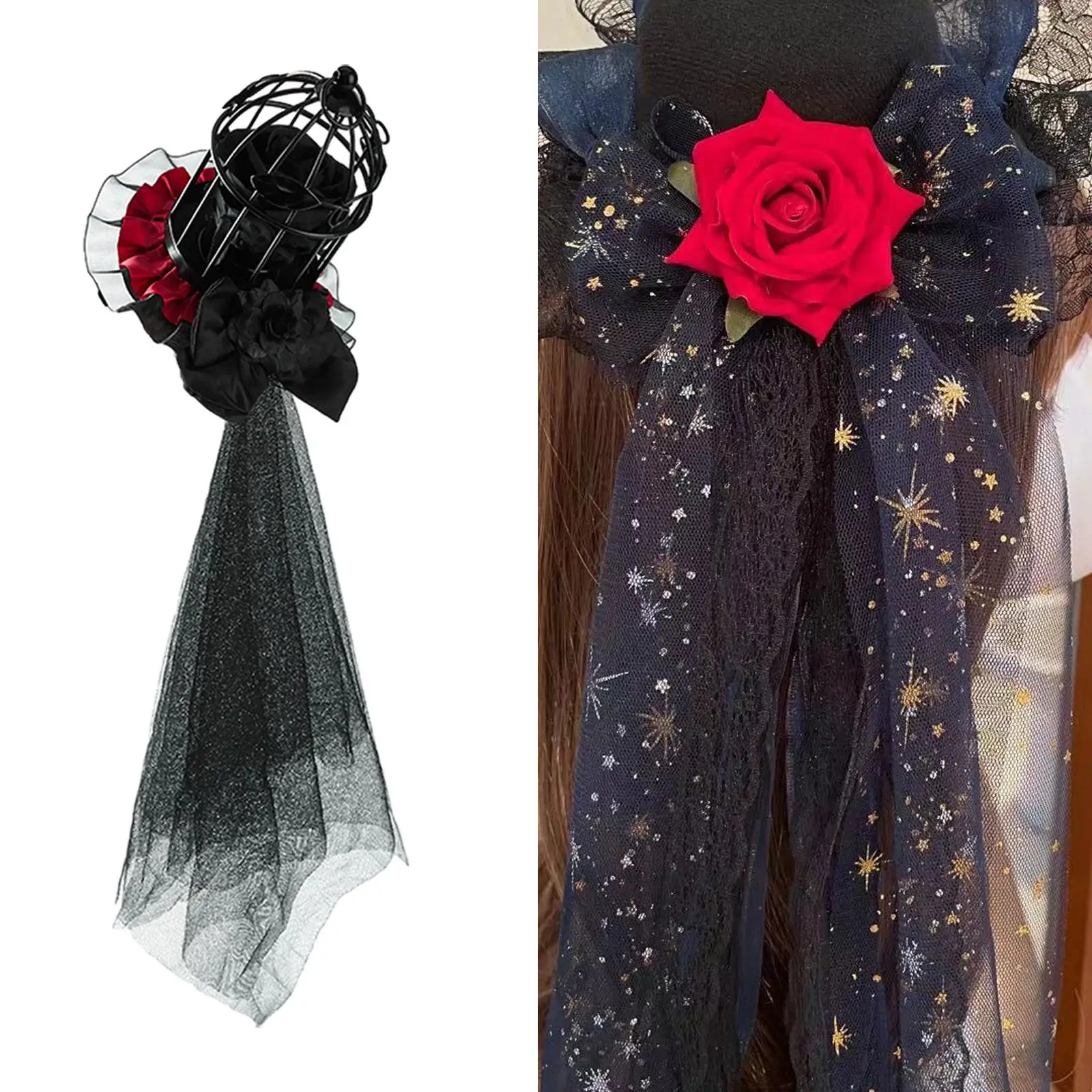 قمة صغيرة Steampunk عقال كرنفال إكسسوارات الشعر خوذة صغيرة أفضل قبعة غطاء الرأس الأسود تول عقال الدانتيل الفوال شرابات