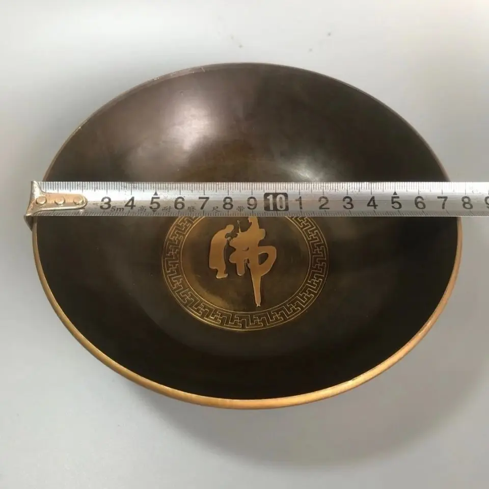 Gilded Brass Eight Immortals Bowl, Large Antique Bronze Vessel Ornament for Collectors