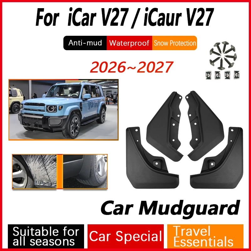 

4 PCS Mudguards For iCar iCaur V27 Accessorios 2026 2027 Anti-splash Car Flares Splash Guards Mud Flaps Mudflaps Car Accessories