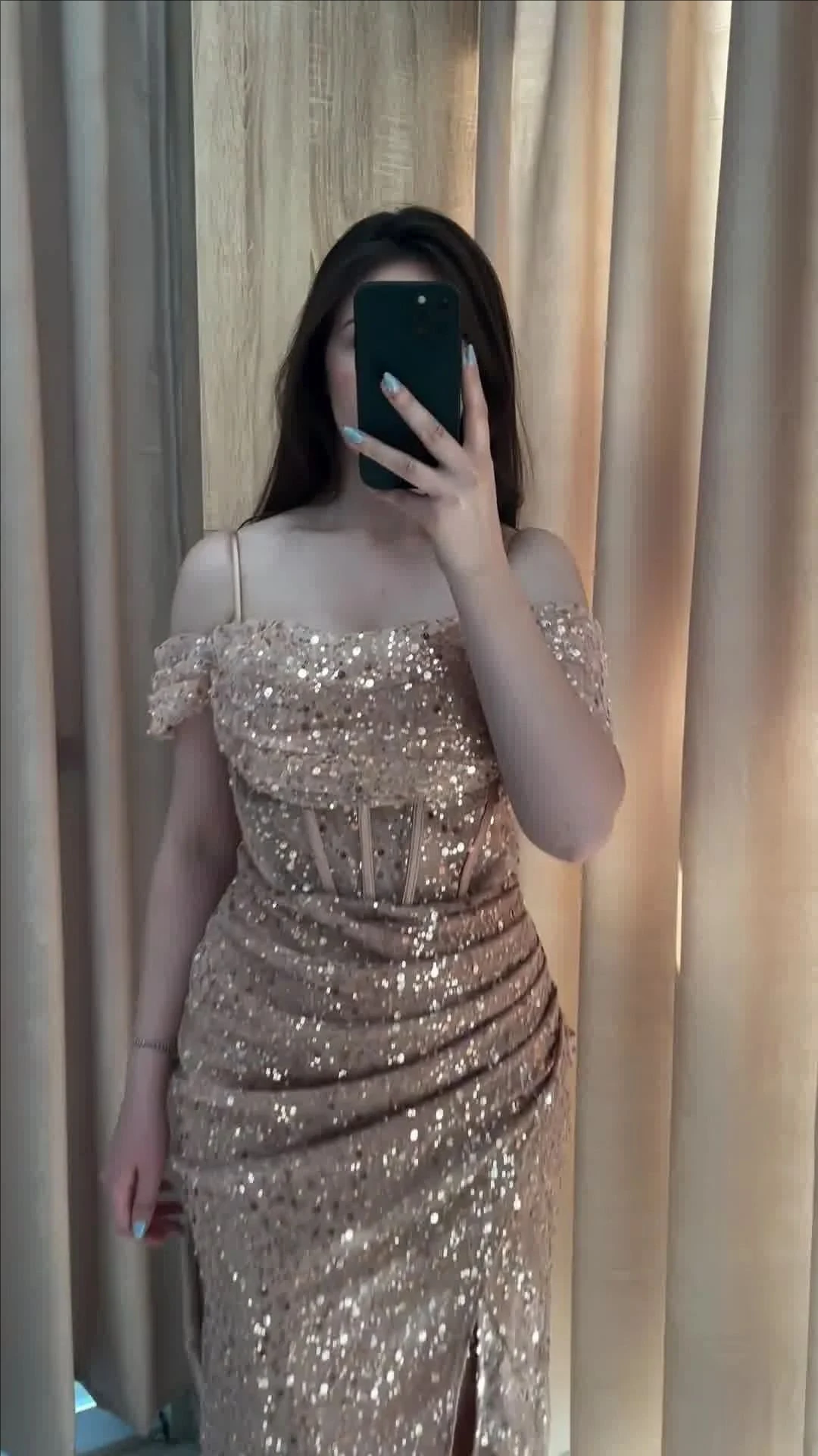 Eightale 2024 Champagne Sequin Evening Dresses For Wedding Party Off Shoulder Mermaid Formal Prom Dress Dubai Party Gown