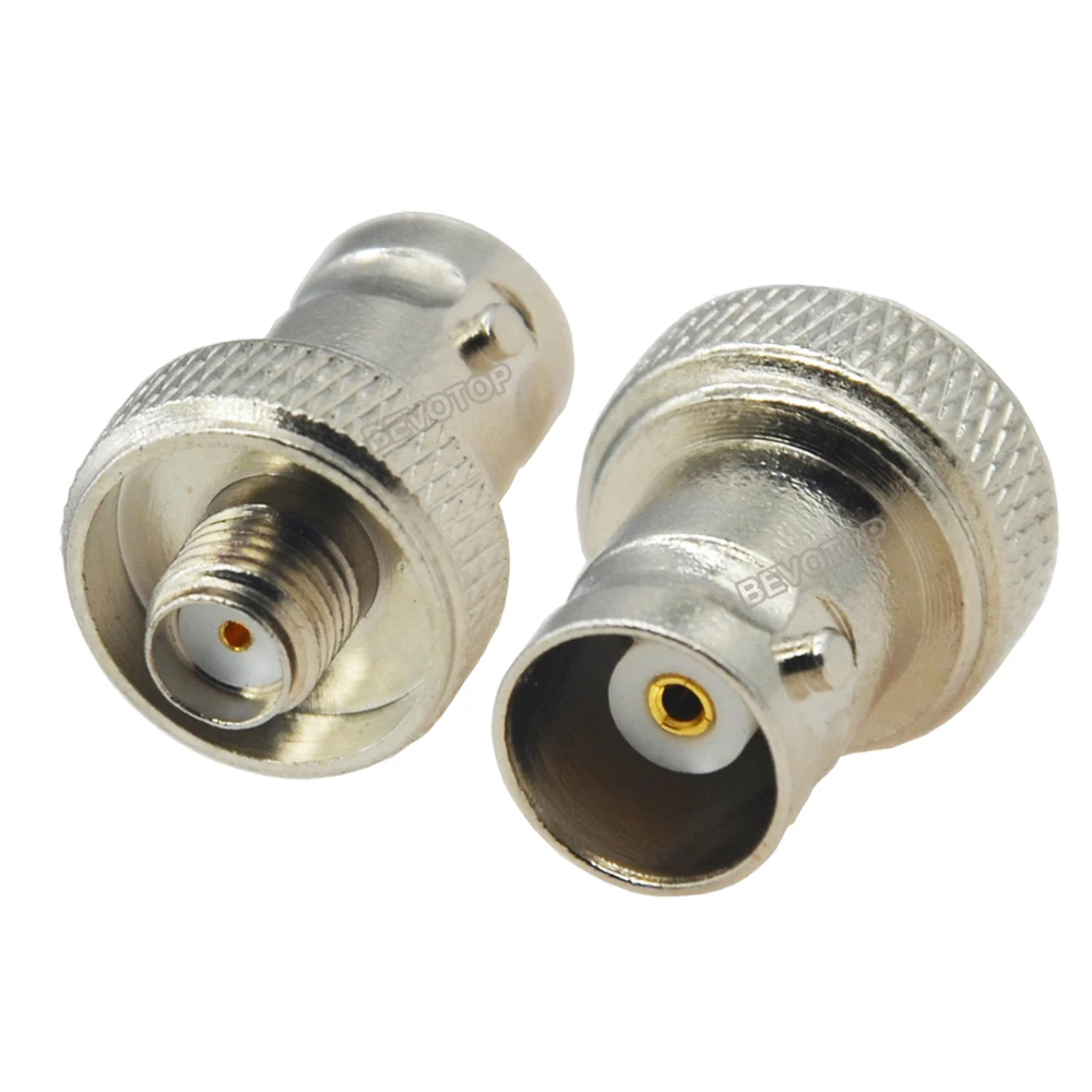 2Pcs/Lot BNC to SMA Connector Antenna BNC Female to SMA Female Nickel Plated Straight Coaxial RF Adapter for Vertex Icom Kenwood