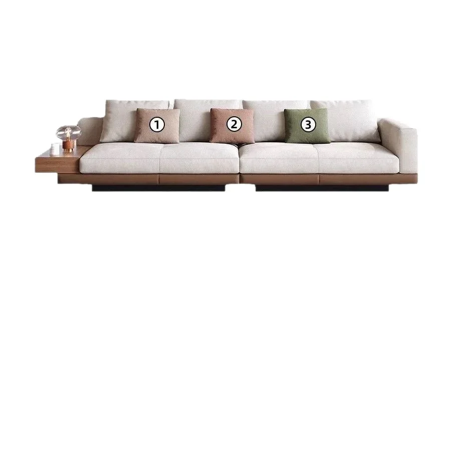 Italian minimalist fabric sofa living room modern simple thickened cotton and linen antique straight row sofa combination
