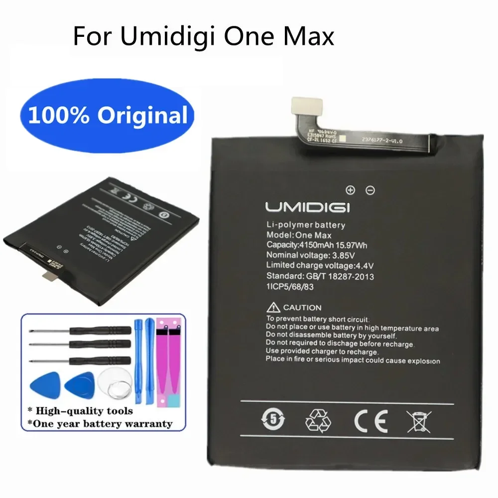 

High Quality Original UMI Battery For Umidigi One Max 4150mAh 6.3inch MTK6763 Mobile phone Replacement Bateria + Tools
