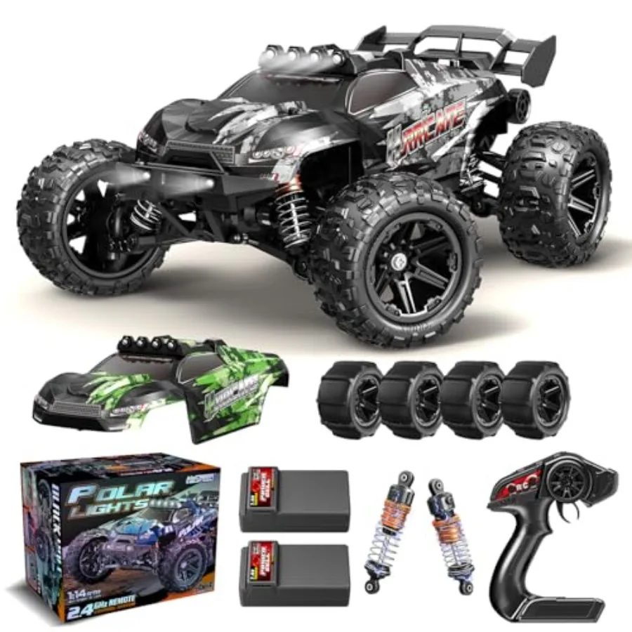 1:14 Scale All Terrain RC Cars For Adults And Boys, ABS Plastic, Black, Max Fast 40+ KPH With 4WD Off-Road Capability For Snow