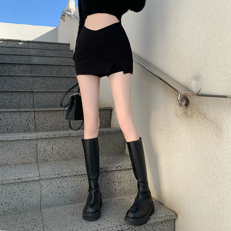 

Black Split Mini Skirts Women Summer Sexy Club High Waist Slit Skirt Streetwear Korean Party Fashion Irregular Slim A Line Skirt