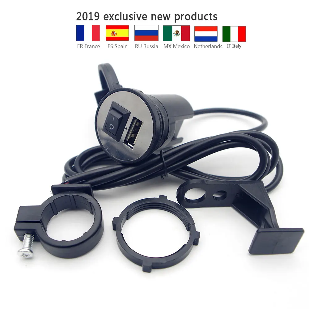 Cargador de manillar con puerto USB para motocicleta, adaptador de carga rápida de 2.1A y 12V, toma de fuente de alimentación para Honda Dio Zx Ruckus Super Cub 110