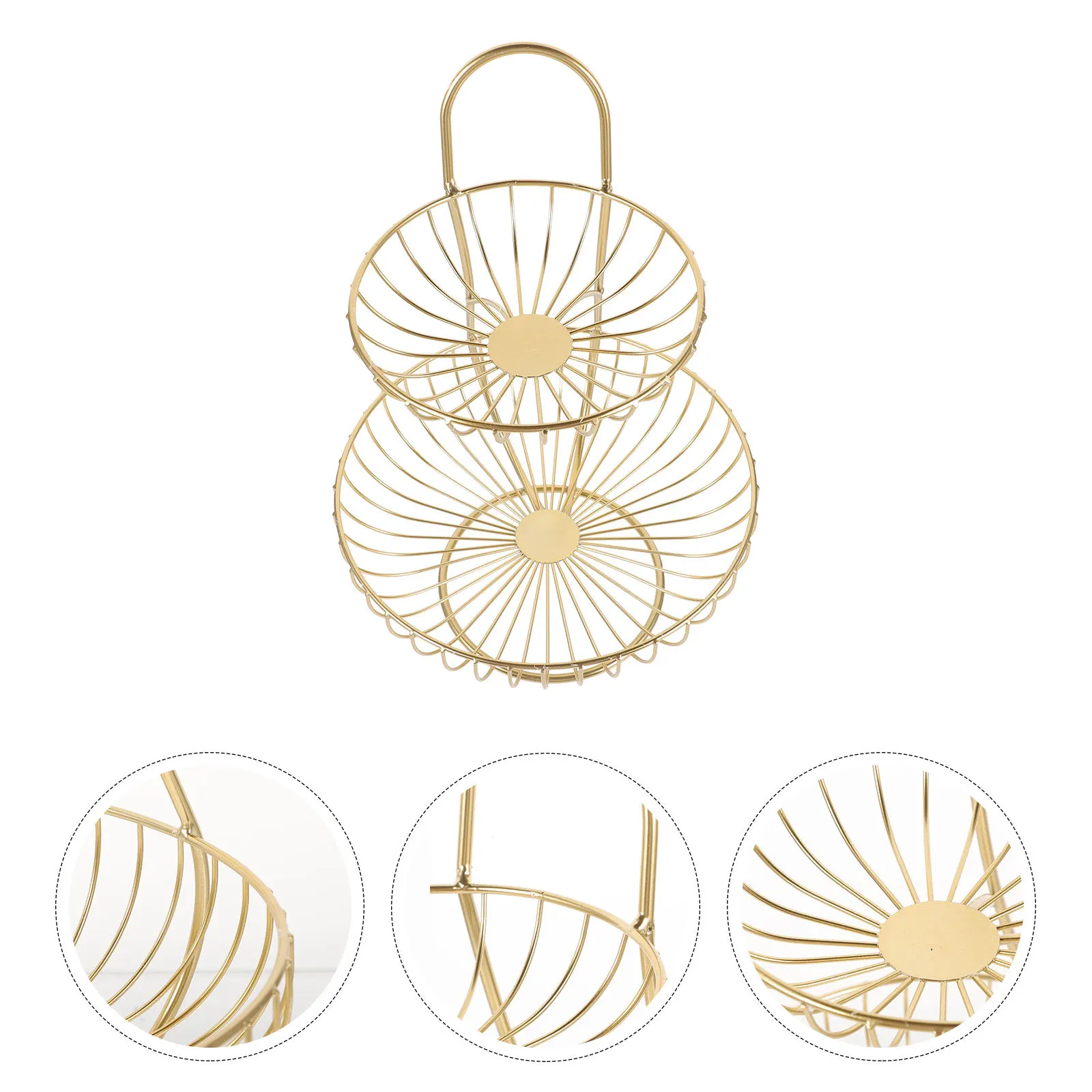 

1Pcs Double Layers Metal Fruit Storage Basket Iron Art Kitchen Organizer Sundries Container Decorative Storage Box