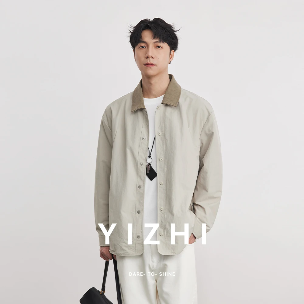 Fashion Men's Contrast Lapel Casual Jacket 2026 Spring and Autumn New American Old Money Style Men's Jacket Top Trend