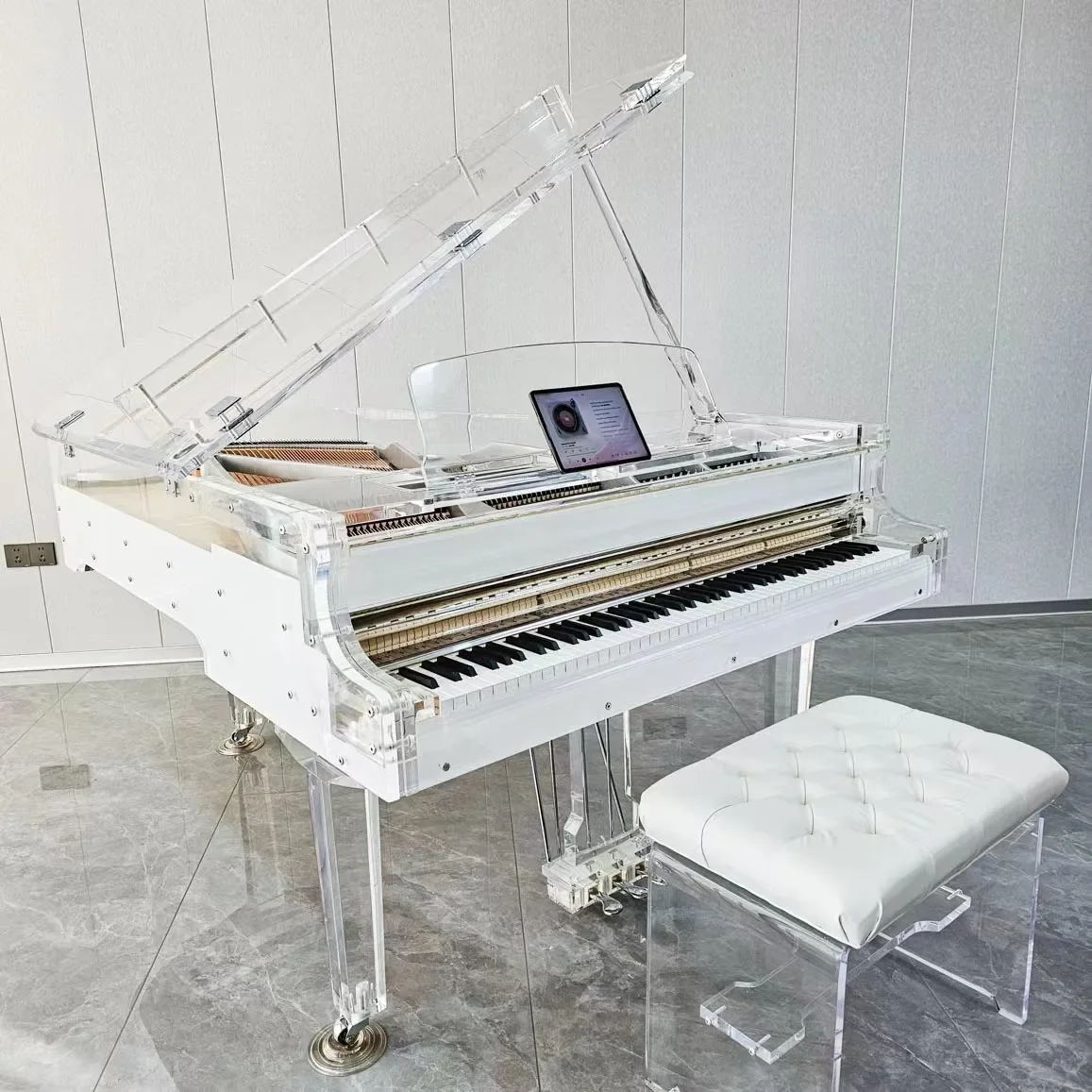 Grand Luxury House Decoration Fully Transparent 88-Keys Acrylic Crystal Piano With Grand Piano Style Keyboard Model For Playing