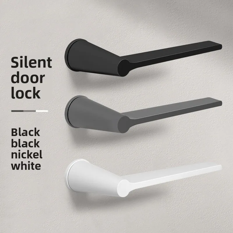 

Minimalist black bedroom door lock indoor magnetic suction silent door bathroom room door split wooden handle