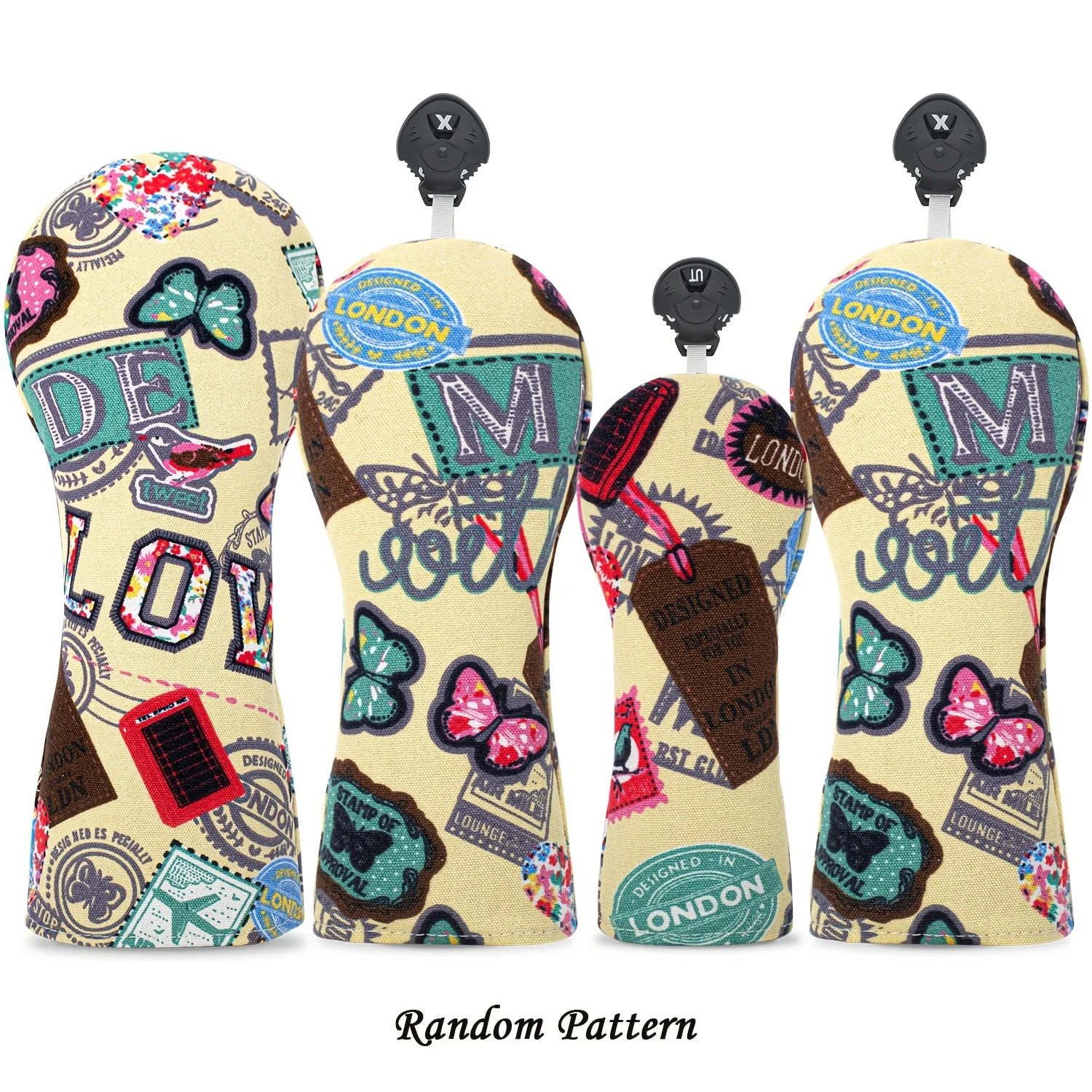 Charming Butterfly Print Wooden Club Head Cover - Protective, Soft & Stylish Accessory for Fashionable Golfers & Ladies Players"