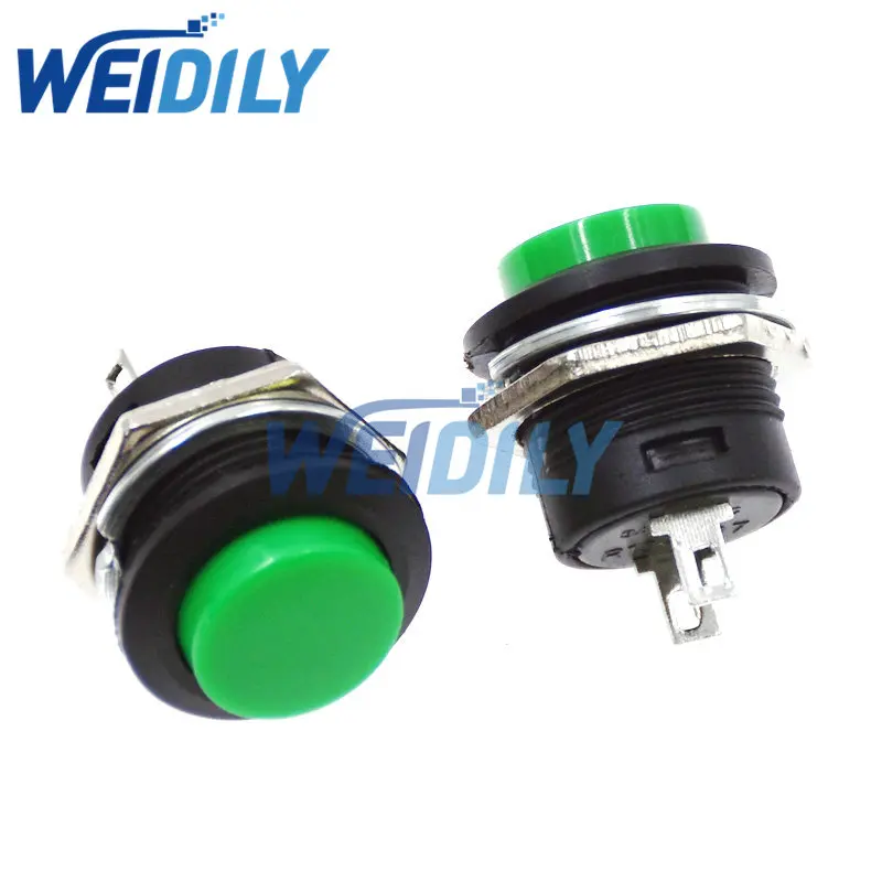 5PCS Red Green Color Momentary Push Button Switch OFF-ON Reset Switch 16MM 3A 250V AC Non Locking Switches Round Button R13-507