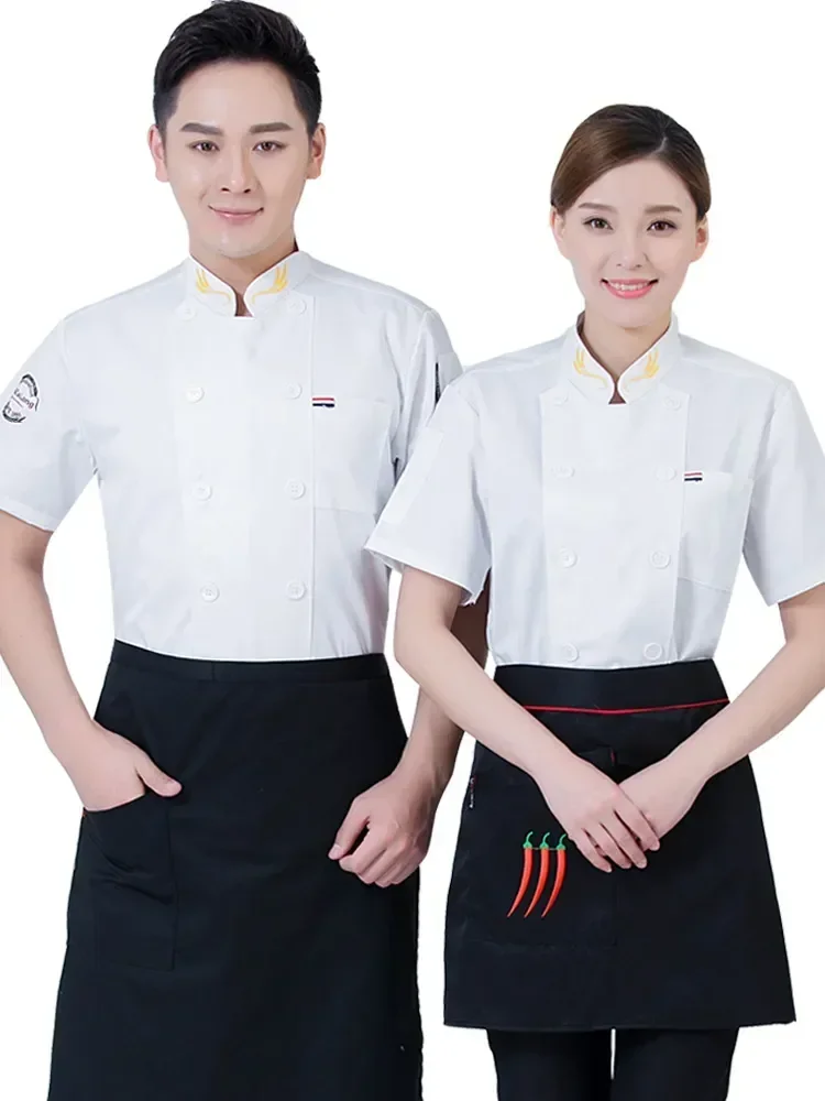 Uniform Bäckerei Tops Hotel Shirt Jacke Kleidung Ärmel atmungsaktive Qualität kurze Herren Koch Service Arbeits kleidung Chef Küche Essen