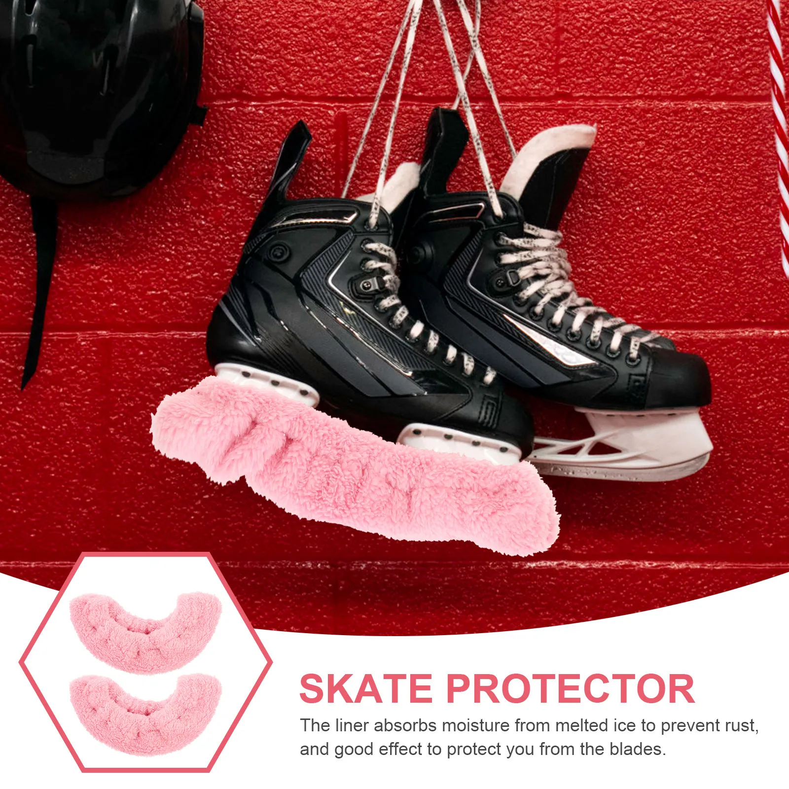 

2 пары чехлов для коньков, детские, эластичные, толстые, влаговпитывающие, для хоккея и фигурного катания, светло-розовые, размер S, защитные