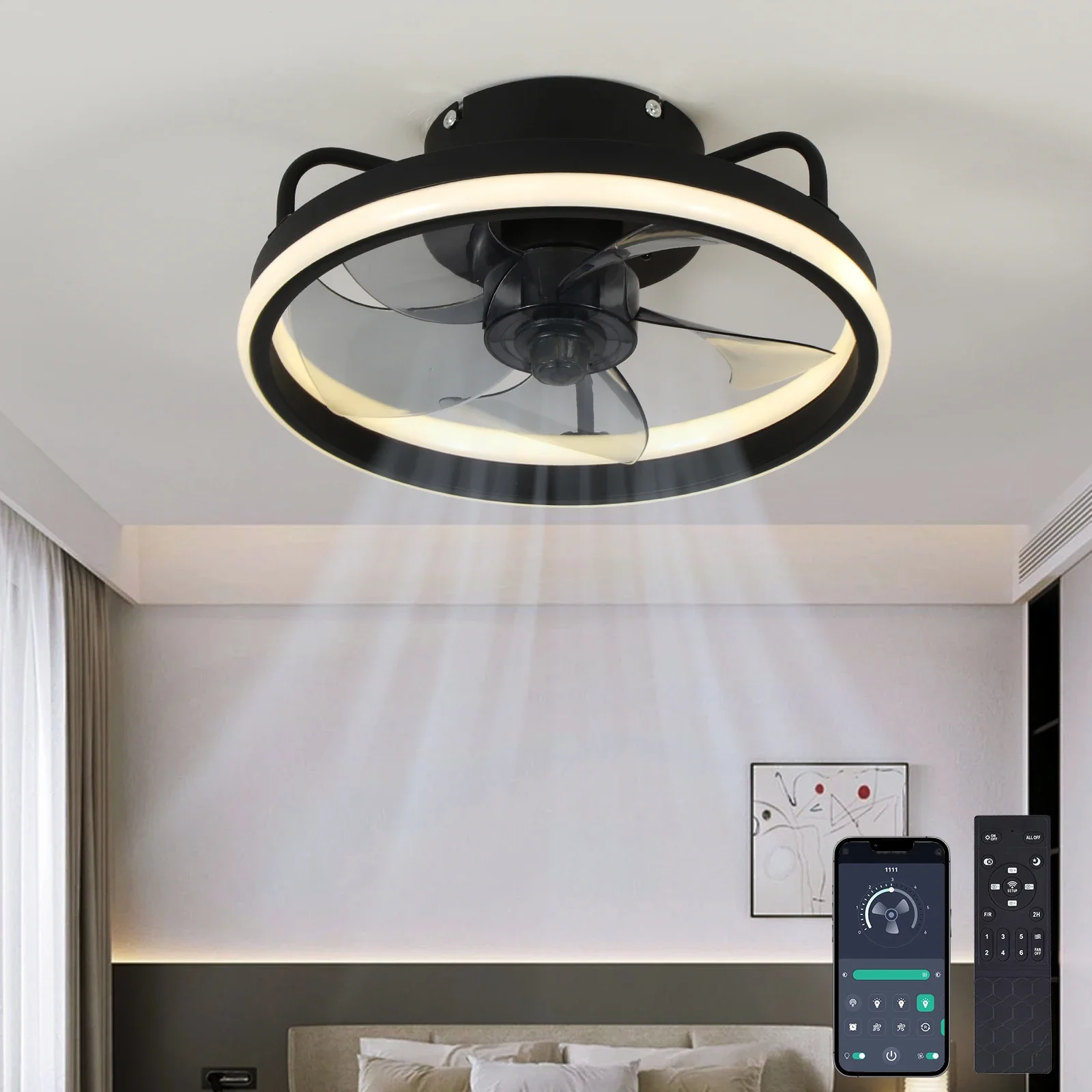 Modern LED Ceiling Light Fan With Remot Control Lamp For Living Room Bedrooms Fans Large House Decoration Home Lighting Fixtures
