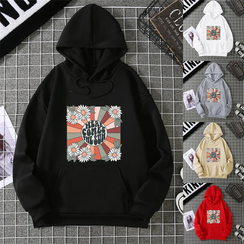SEEK THE Sunflower Pattern Printing Damen Hoodie Amazon Independent Station Sommer New Style Baumwolle Rundhals Hoodie CYXX303