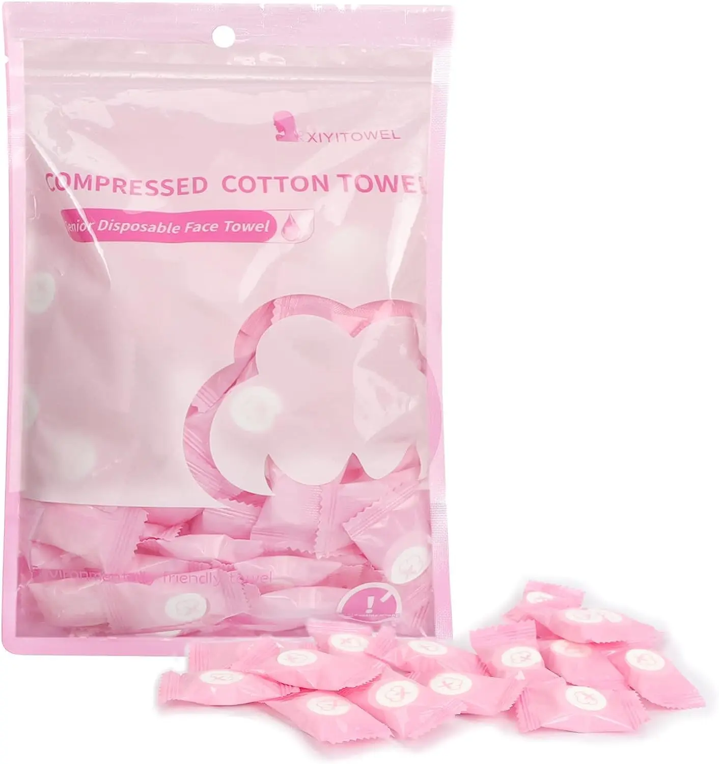 Compressed Towel 100 PCS Mini Tablets Disposable Portable Face Towel Cotton  Coin Tissue for Travel and home,Pink