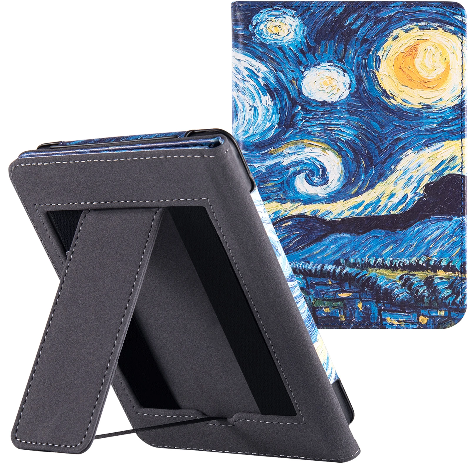 

Stand Case for PocketBook 743C InkPad Color 2/InkPad Color 3 (7.8", 2023 Release) - PU Leather Sleeve Cover with Two Hand Straps