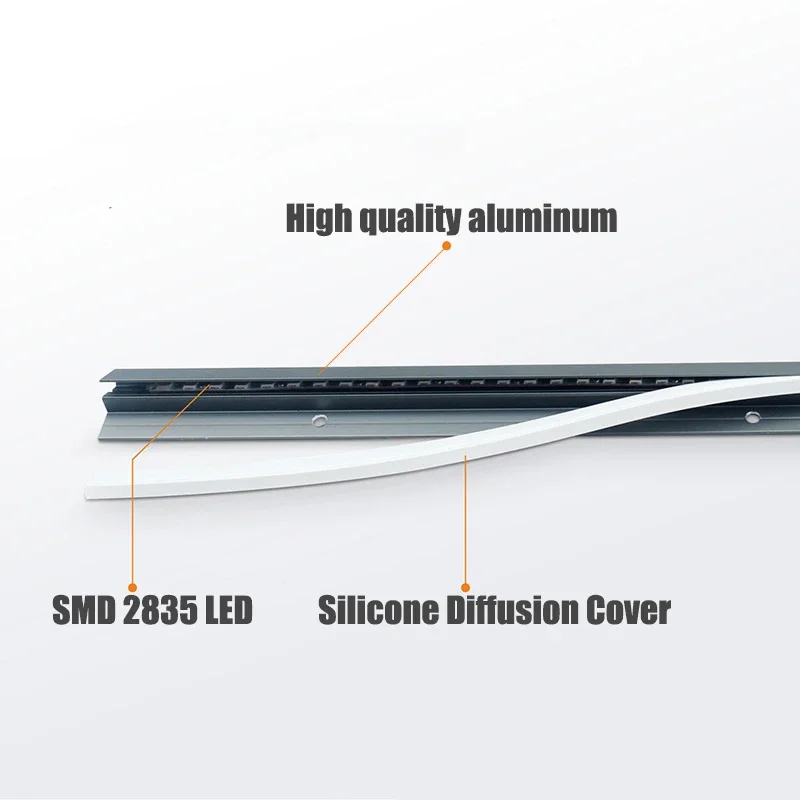 キッチンシェルフクローゼット用LEDライト,調光可能ランプ,リニアライトバー,薄型,45度,アルミニウムプロファイル,12V