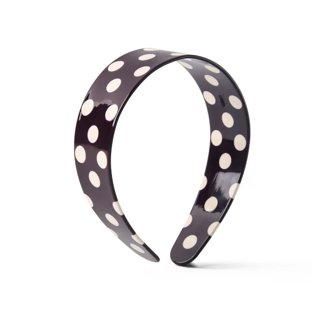 New Colorful Polka Dots Headband Boho Wide Acetate Hair Bands Black Elastic Hair Hoop Hair Accessories