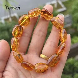 100% Genuine Floral Amber Bracelet for Women Real Flower Irregular Beads Factory Unique Natural Stone Jewelry Gift Wholesale