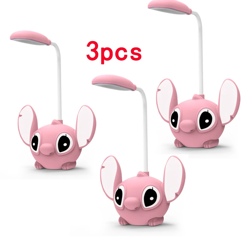 1-3pcs Disney Lilo & Stitch Led Desk Lamp With Pencil Sharpener Foldable Light Cute Desk Lamp Usb Recharge Light Gift