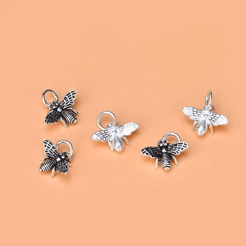 925 sterling silver Vintage Bee Pendant Handmade DIY necklace bracelet accessory view 2
