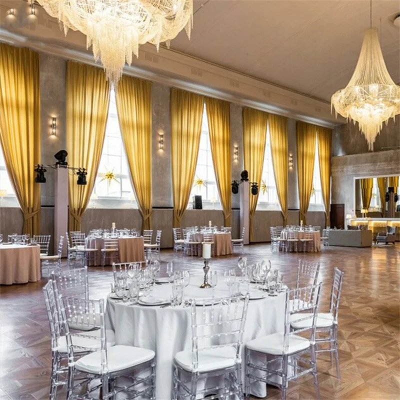 Chiavari-silla desmontable de resina acrílica, asiento de cristal transparente, para boda, Fiesta en Hotel, 100 unidades