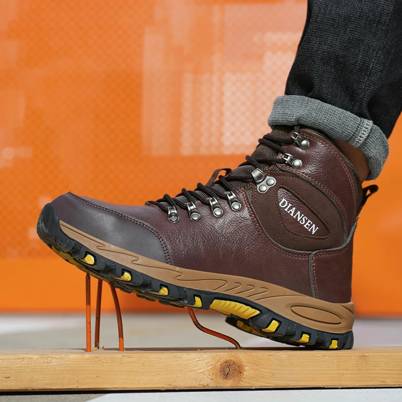 Rotating Button Indestructible Shoes Safety Boots Men Steel Toe work Boots Waterproof Non-slip Puncture-Proof Protective Shoes